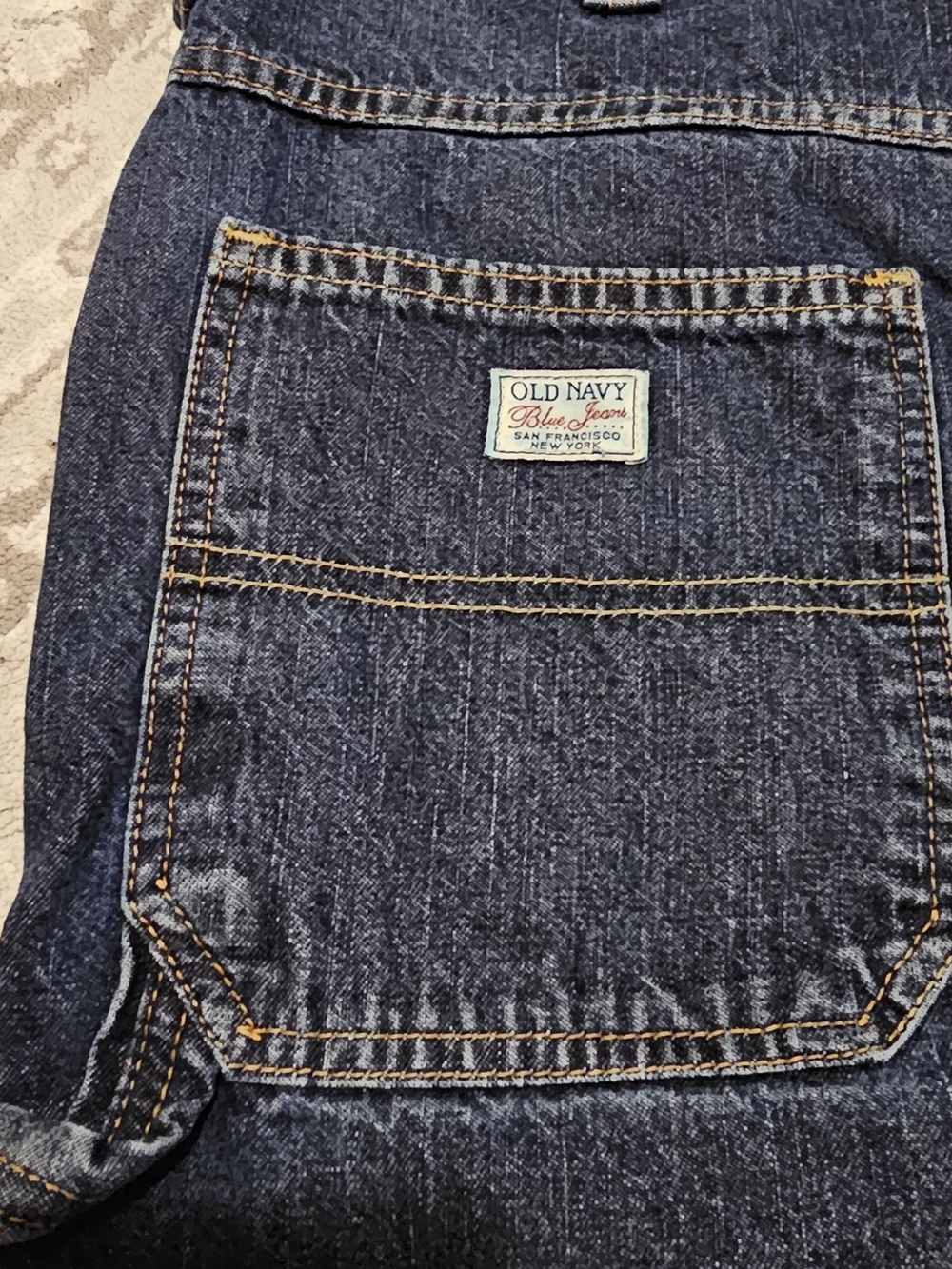 Y2k Old Navy Dark Blue Denim Carpenter Shorts - Picture 5 of 8